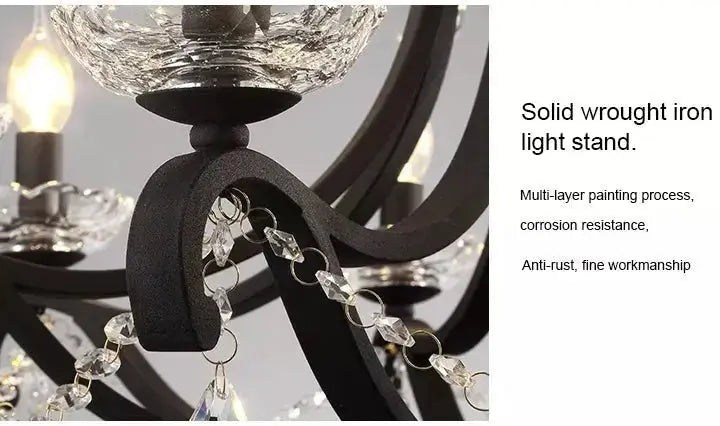 Rustic Chandelier Black Crystal Hanging Light ChandeliersLife®