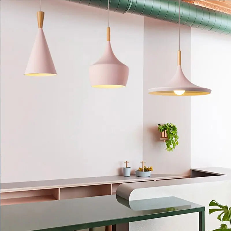 Creative Multicolor Wood Hanging Lamp Nordic