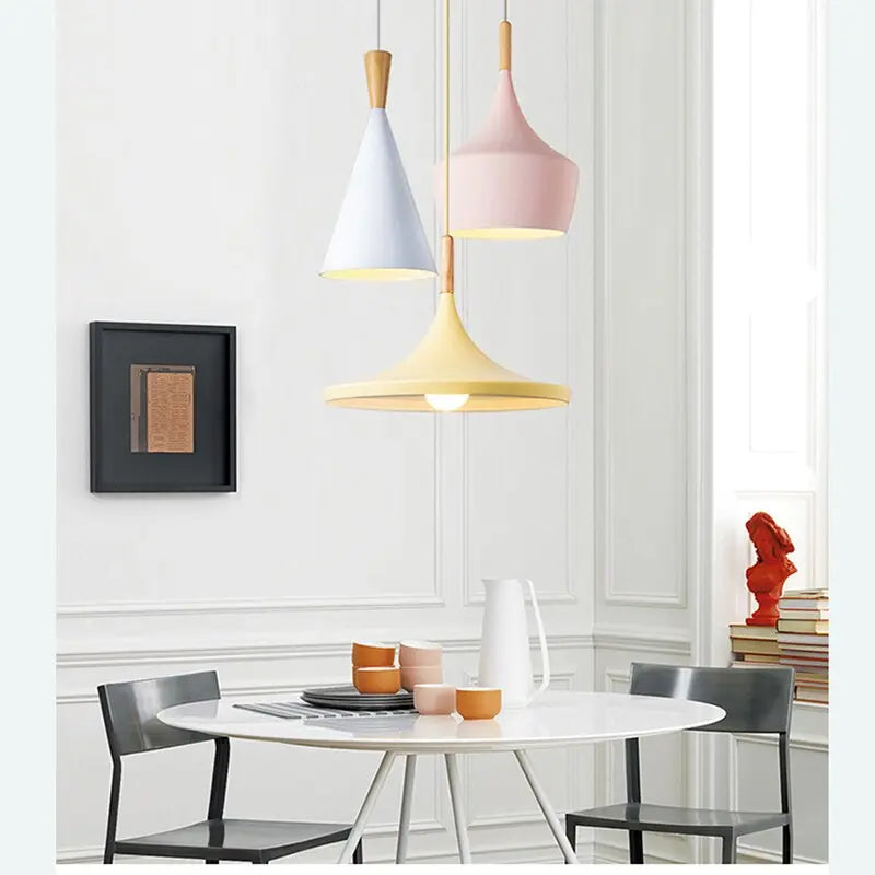 Creative Multicolor Wood Hanging Lamp Nordic