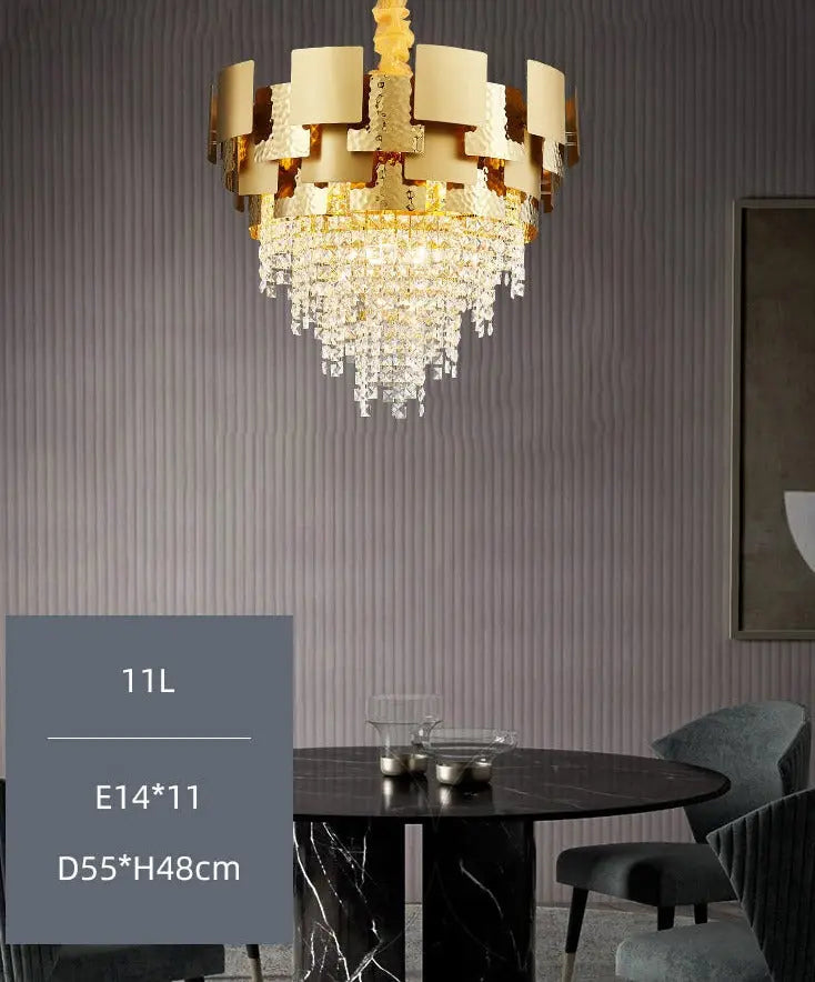 Luxury Rectangular Round Gold High Class Crystal Chandelier ChandeliersLife®