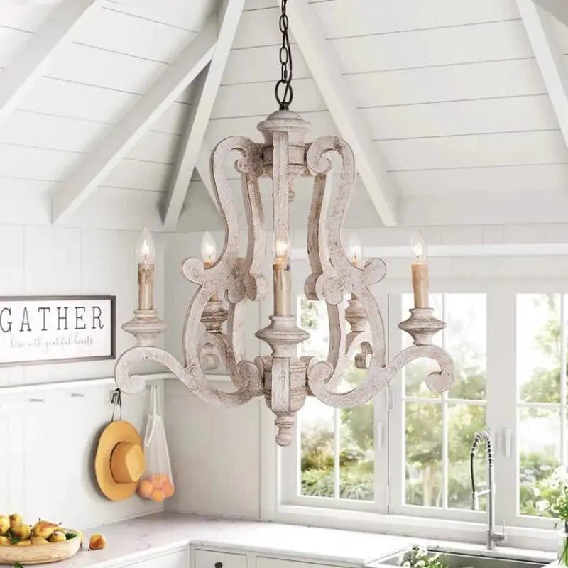 Farmhouse Wooden Chandelier For children's Room Bedroom Suspension Light Antique Hanging Lamp American Retro Loft Ceiling lamp ChandeliersLife®